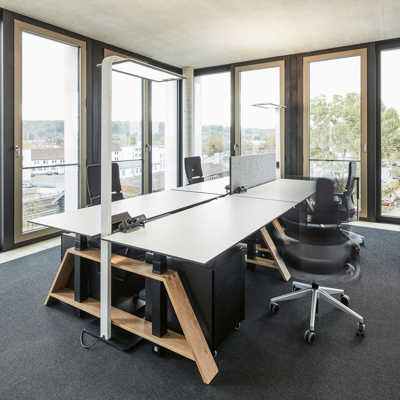 Height-adjustable double workstation | Lots of space, beautiful design